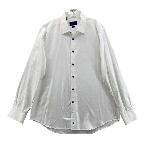 David Donahue Dress Shirt Men's 18 36/37 White Business Office Preppy Normcore - Picture 2 of 13